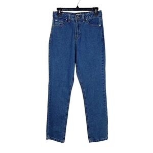 Missguided Blue Medium Wash Riot High Waisted Tapered Mom Jeans Size US 2